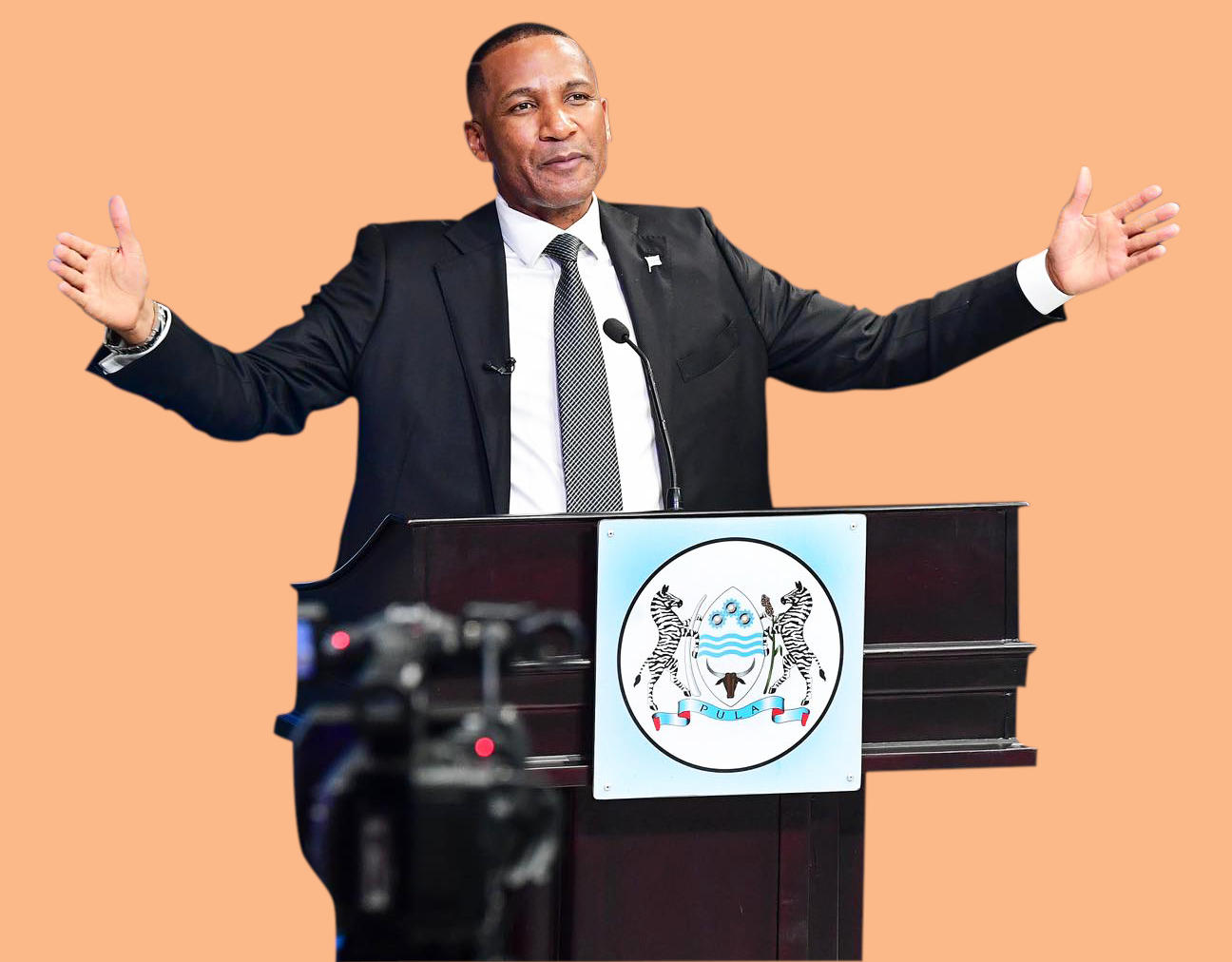 The Presidet on a podium
